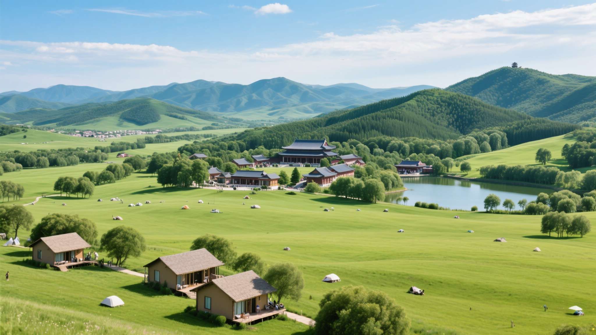 比如从北京出发，张家口的草原风光、承德避暑山庄都是不错的选择；从上海出发，苏州、